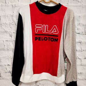 Fila aviva velour sweatshirt Sz L crewneck sweater long sleeve pullover A43C